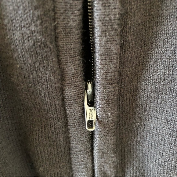 GUESS Black Gray Wool Blend Stripe sleeves Full Zip Sweater Women Small - Picture 5 of 8